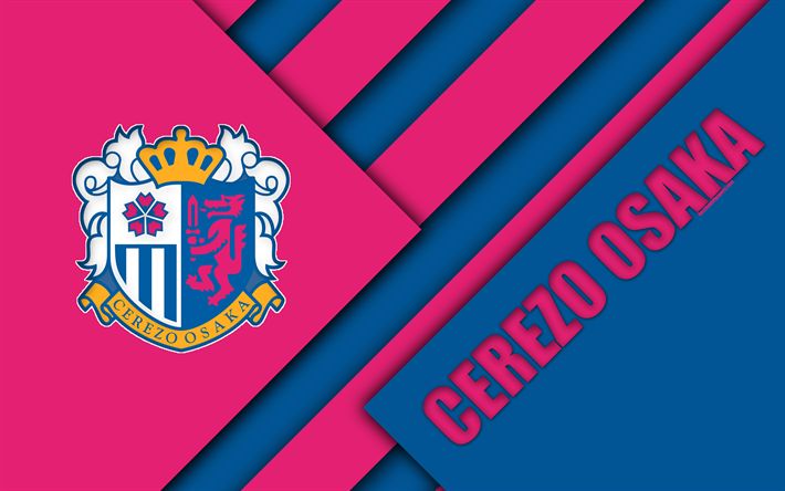 Download wallpapers Cerezo Osaka FC, 4K, material design, Japanese football club, pink blue abstraction, logo, Osa… | Design matériel, Football professionnel, Osaka