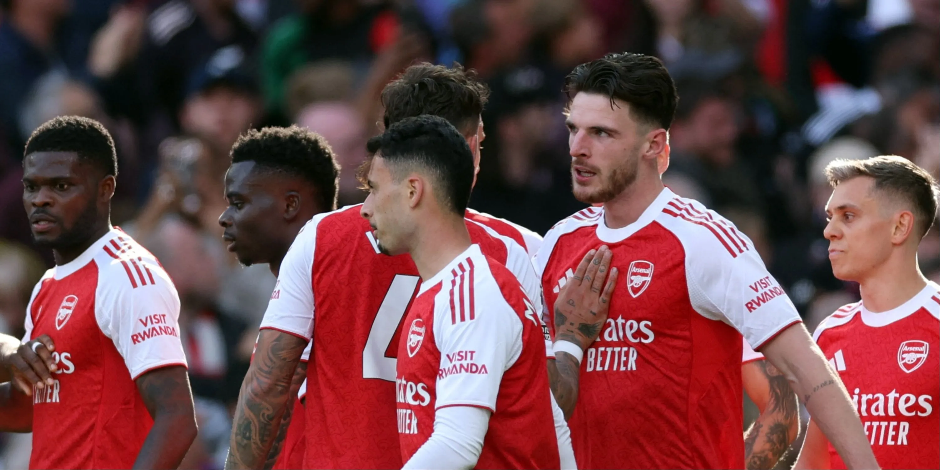Các cầu thủ chủ chốt của Arsenal như Martinelli, Saka và Rice, biểu tượng cho sự tiến bộ của đội