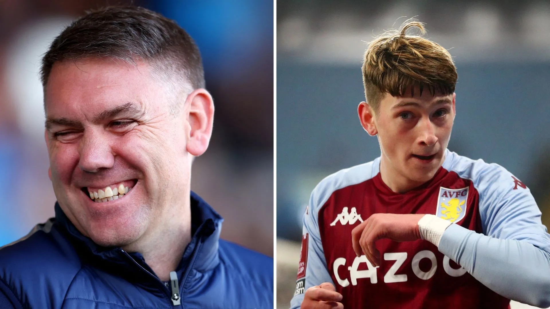 Huấn luyện viên Dave Challinor và cầu thủ Louie Barry trong thời gian ở Stockport County