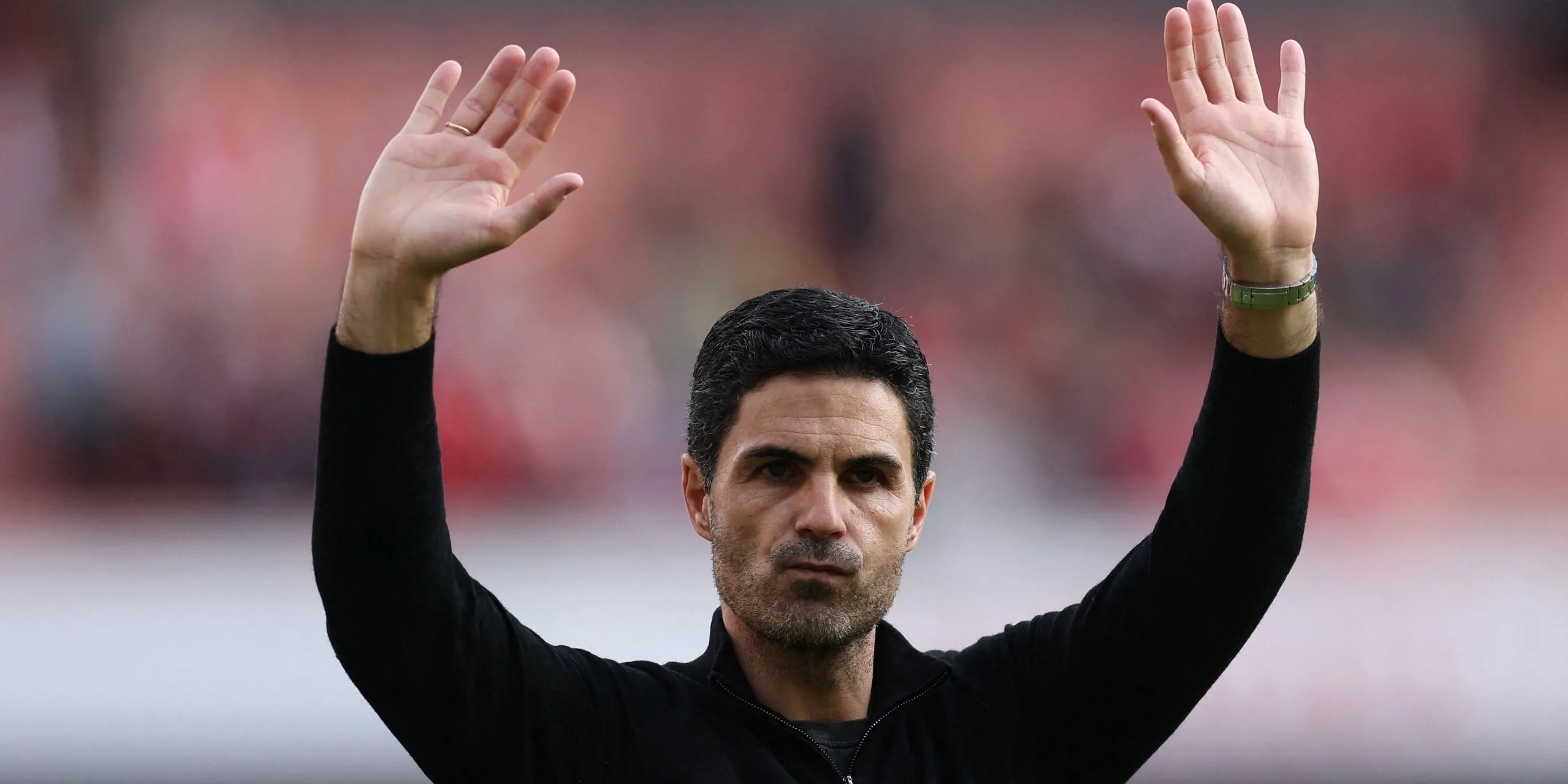 Arsenal manager Mikel Arteta during a lap of appreciation after the match