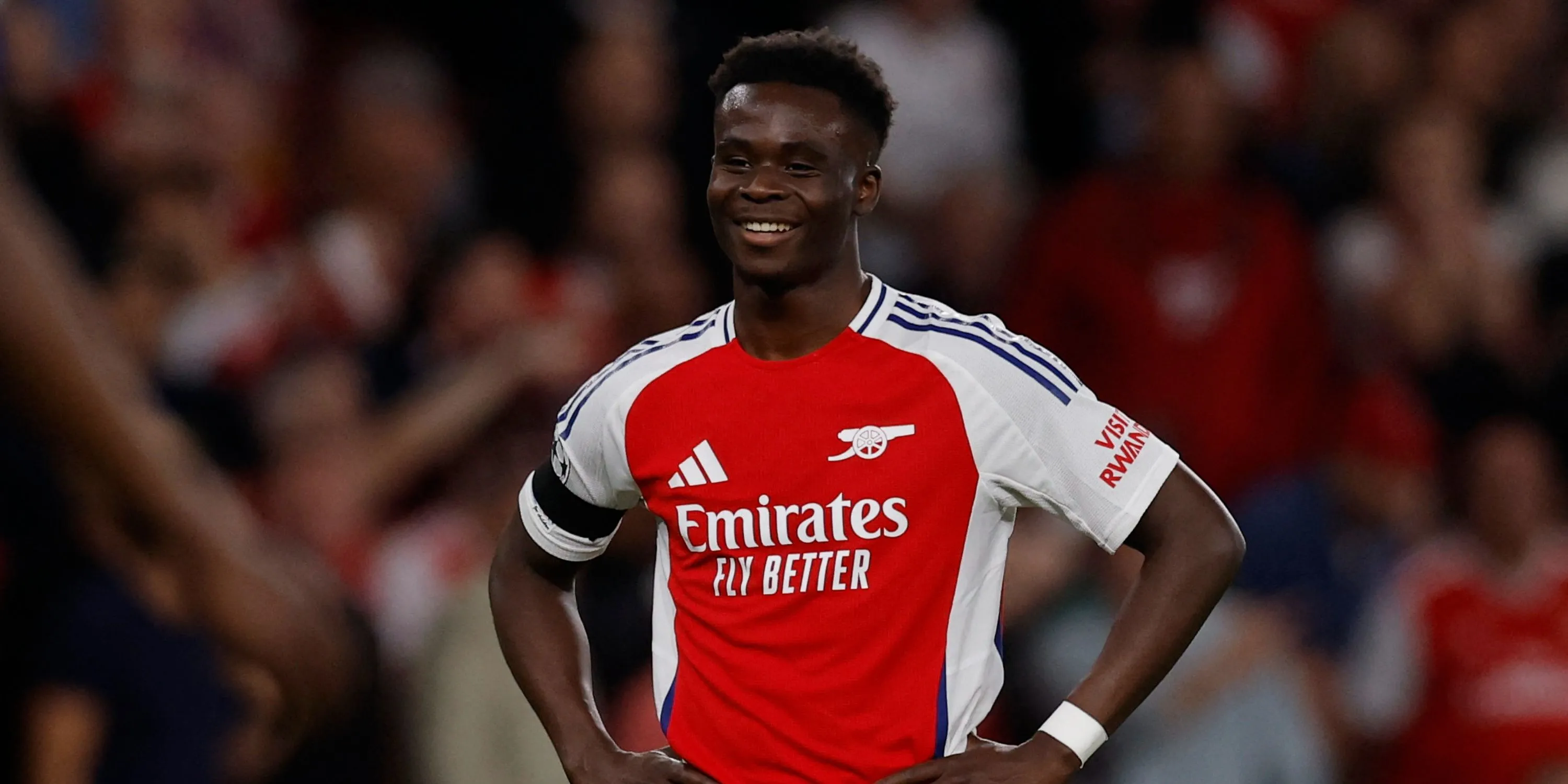 Cầu thủ chạy cánh Bukayo Saka của Arsenal thi đấu tại Premier League.
